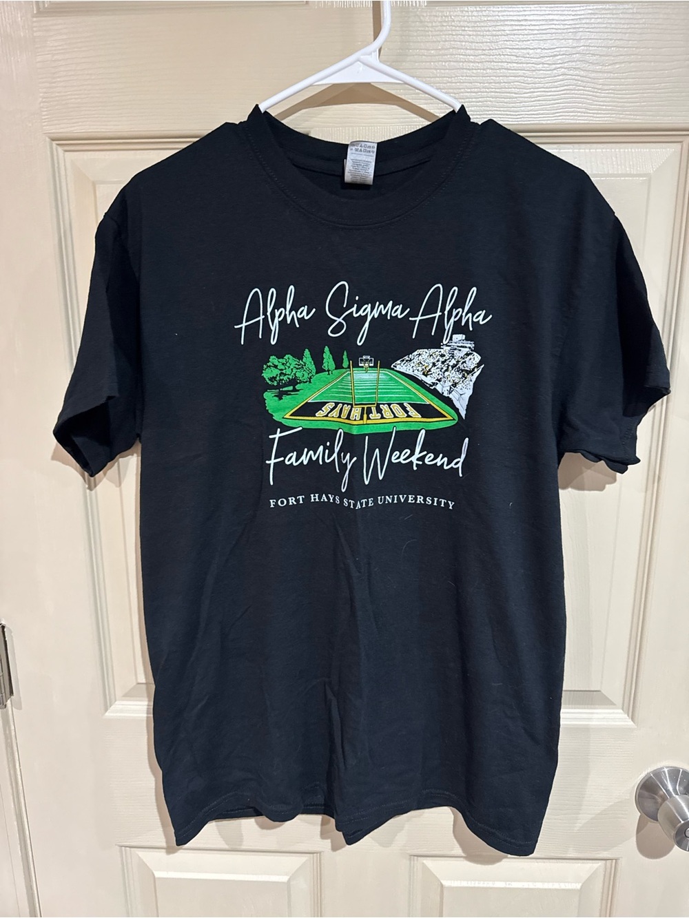 Gildan Black Alpha Sigma Alpha Family Weekend Tee Fort Hays State
